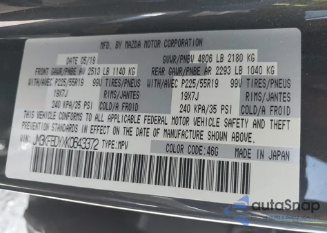 2019 Mazda Cx-5 Grand Touring Reserve из США, поврежденный, VIN JM3KFBDYXK0643372